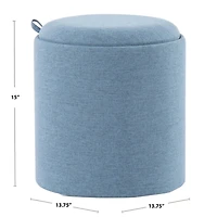 Blue Upholstered Ottomans with Tray Tops, Set of 2