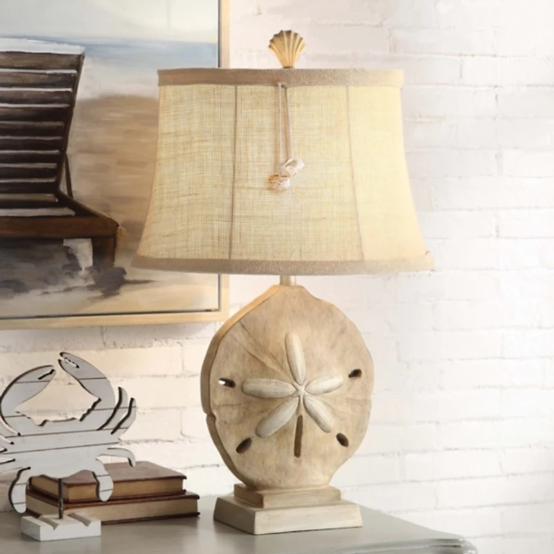 Tan Sand Dollar Table Lamp