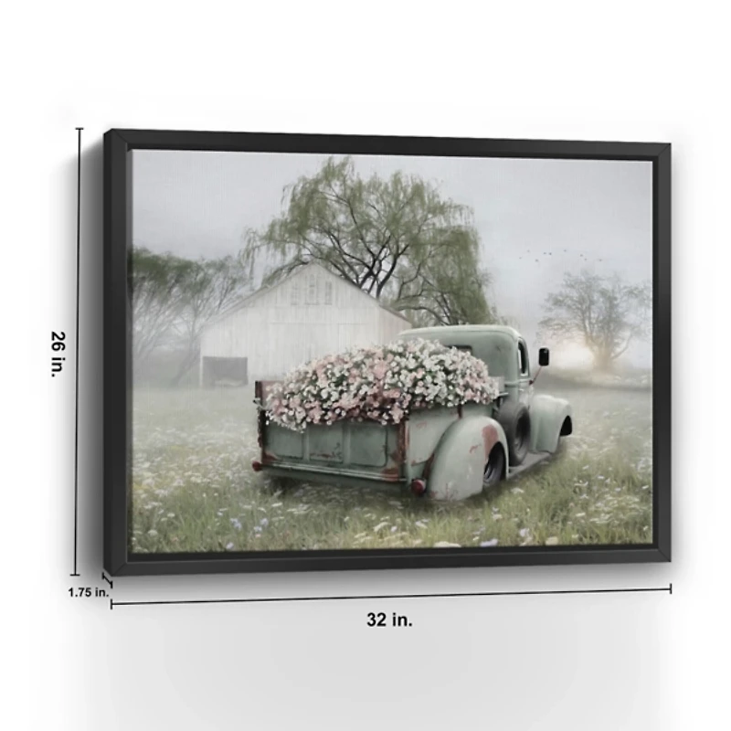 Sage Flower Truck Framed Giclee Canvas Art Print