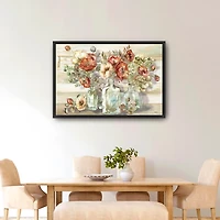 Poppies and Eucalyptus Framed Giclee Canvas Print