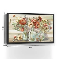 Poppies and Eucalyptus Framed Giclee Canvas Print