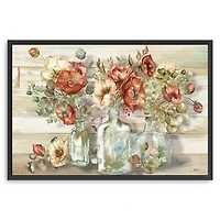 Poppies and Eucalyptus Framed Giclee Canvas Print