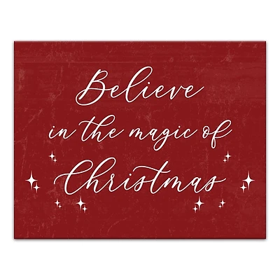 Red Believe Magic of Christmas Canvas Wall Plaque
