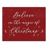 Red Believe Magic of Christmas Canvas Wall Plaque