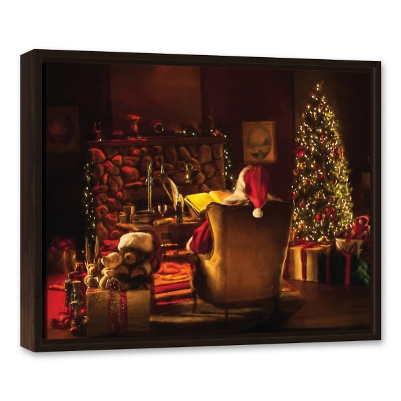 Framed Santa Sitting Christmas Canvas Art Print