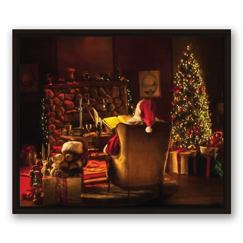 Framed Santa Sitting Christmas Canvas Art Print