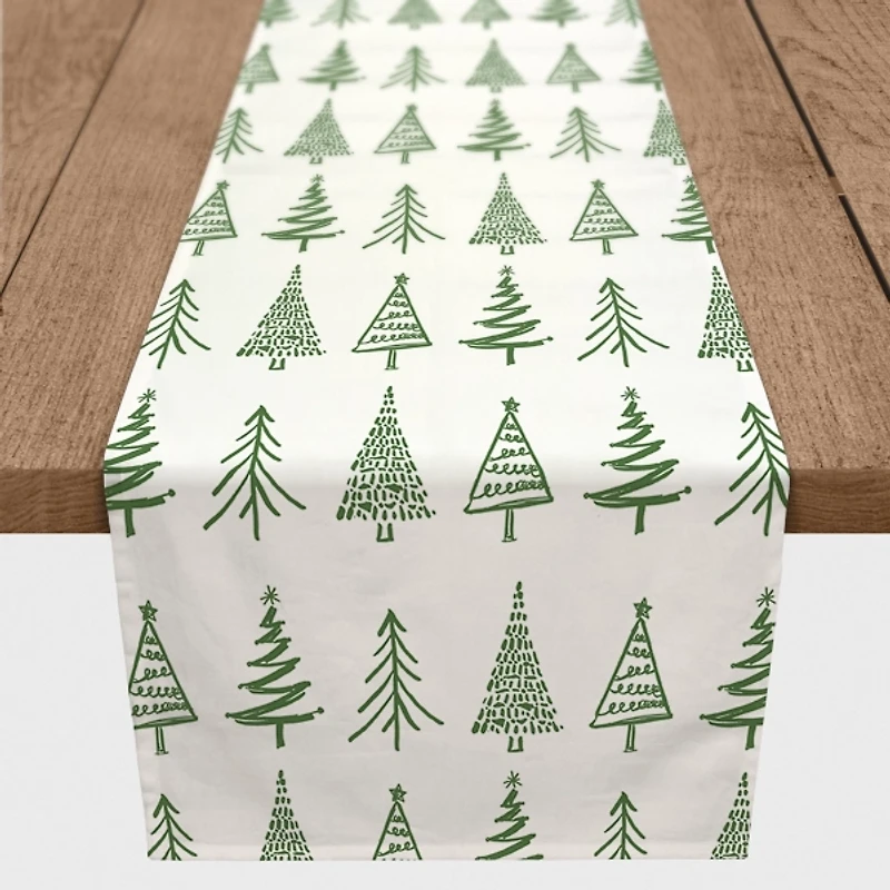 Green Christmas Tree Table Runner