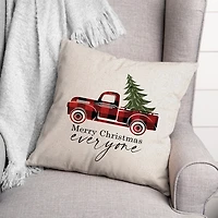 Red Buffalo Check Merry Christmas Truck Pillow