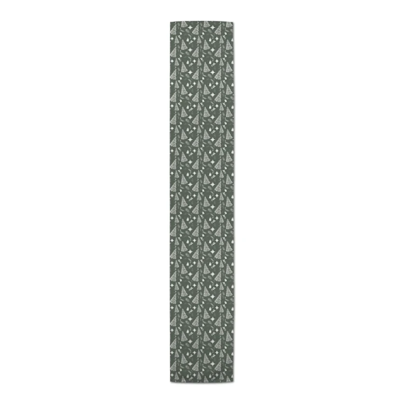 Sage Christmas Trees Table Runner