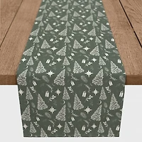 Sage Christmas Trees Table Runner