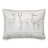 White Let it Snow Reindeer Christmas Accent Pillow