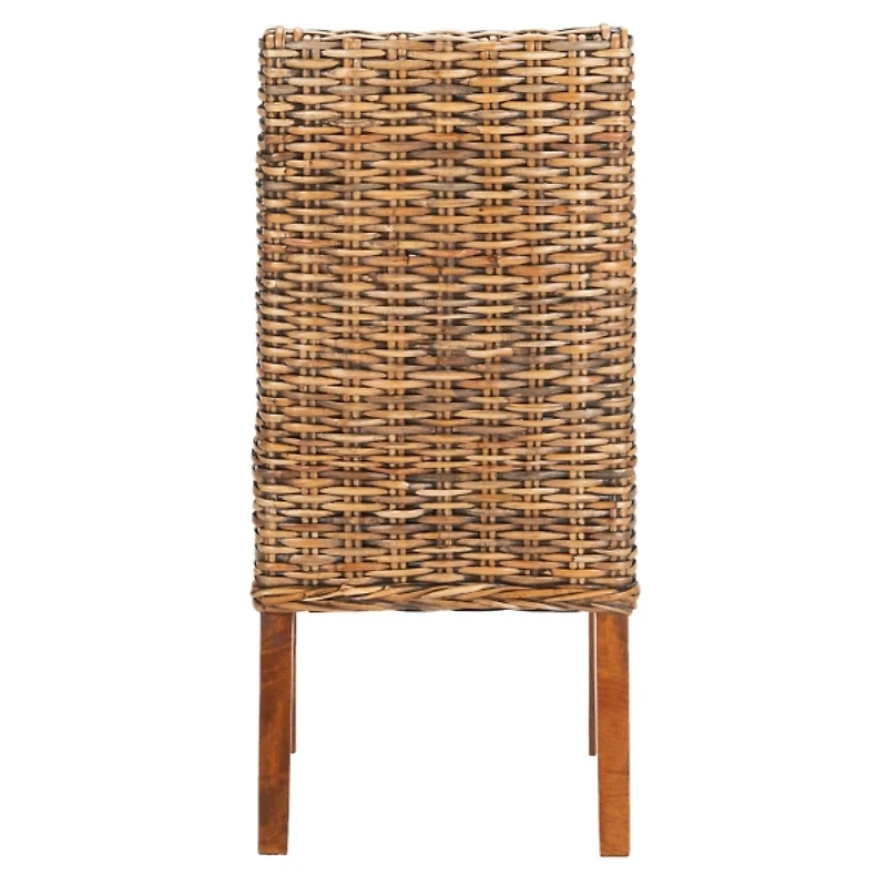 Brown Woven Rattan DIning Chairs, Set of 2