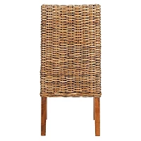 Brown Woven Rattan DIning Chairs, Set of 2