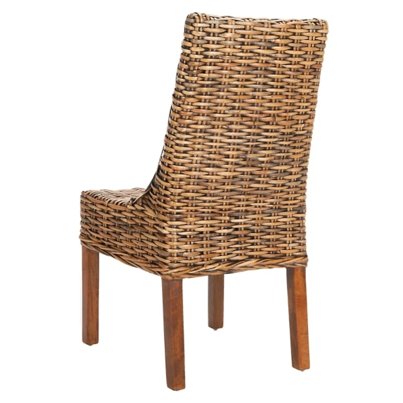 Brown Woven Rattan DIning Chairs, Set of 2