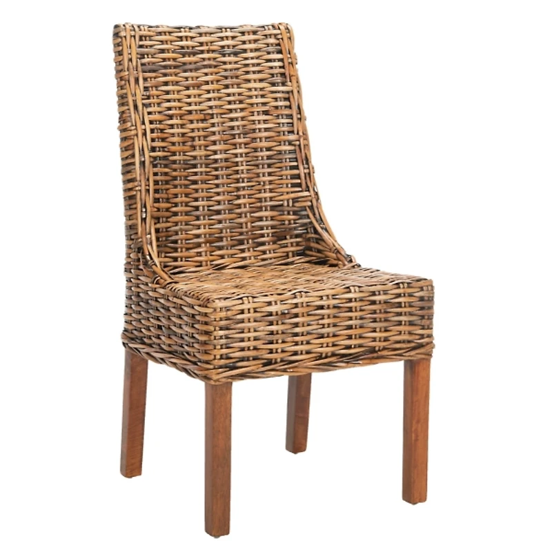 Brown Woven Rattan DIning Chairs, Set of 2