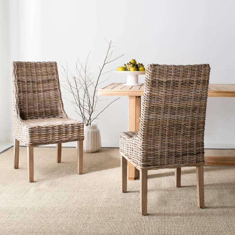 Natural Coastal Rattan 2-pc. Dining Chair Set