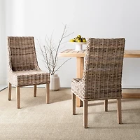 Natural Coastal Rattan 2-pc. Dining Chair Set