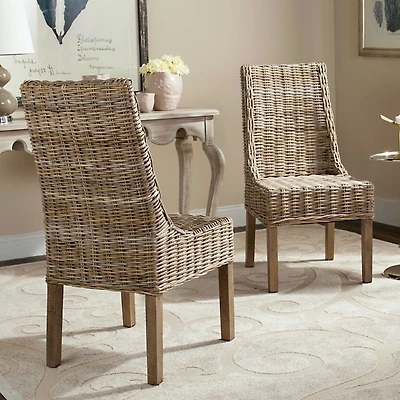 Natural Coastal Rattan 2-pc. Dining Chair Set