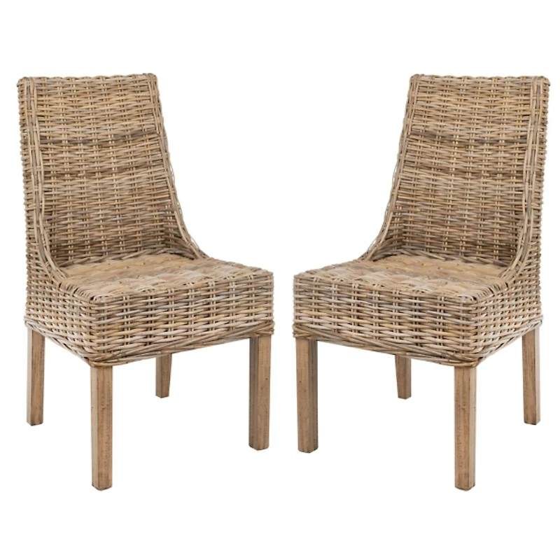 Natural Coastal Rattan 2-pc. Dining Chair Set