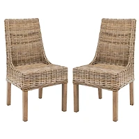 Natural Coastal Rattan 2-pc. Dining Chair Set