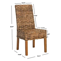 Natural Rattan Wood Woven 2-pc. Dining Chair Set