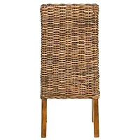 Natural Rattan Wood Woven 2-pc. Dining Chair Set