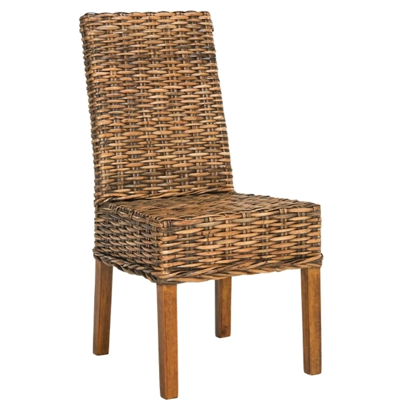 Natural Rattan Wood Woven 2-pc. Dining Chair Set