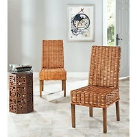 Natural Rattan Wicker 2-pc. Dining Chair Set