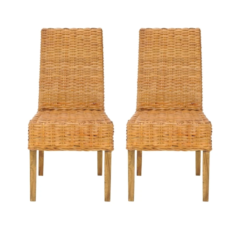 Natural Rattan Wicker 2-pc. Dining Chair Set