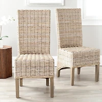 Natural Rattan Highback Dining Chairs, Set of 2