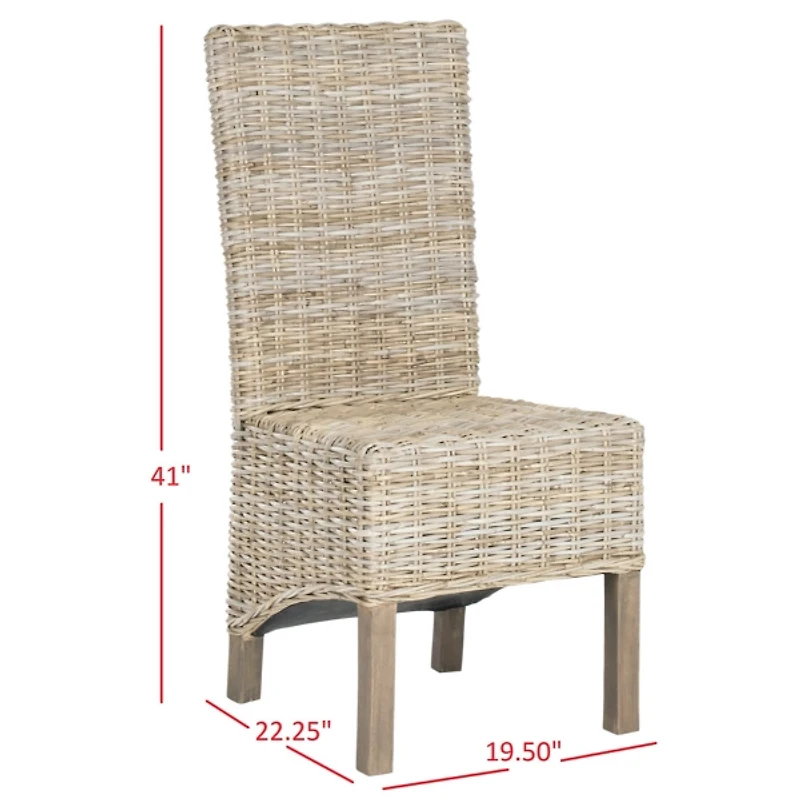 Natural Rattan Highback Dining Chairs, Set of 2