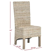 Natural Rattan Highback Dining Chairs, Set of 2