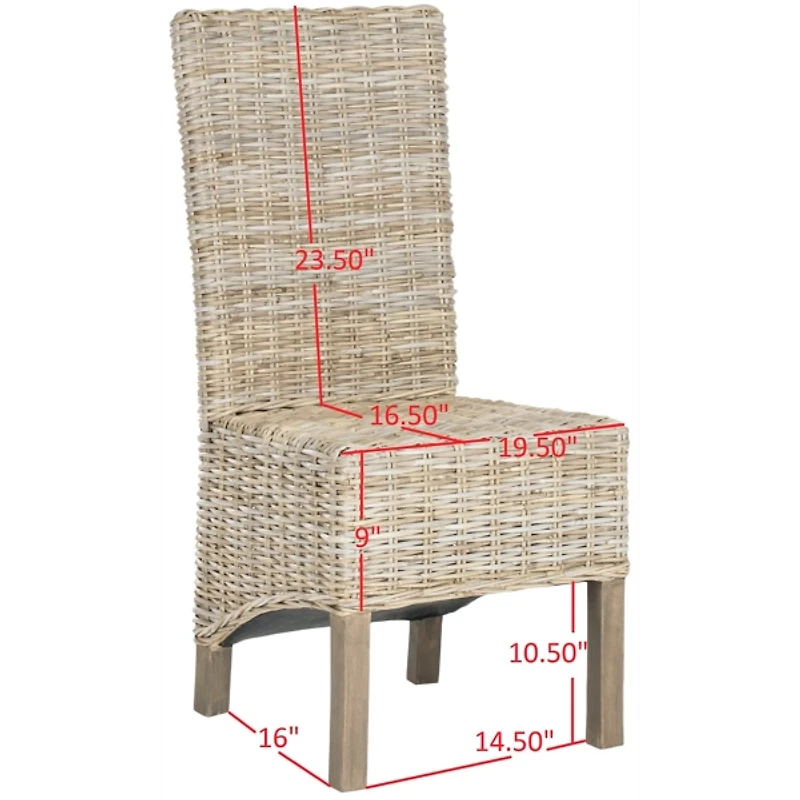 Natural Rattan Highback Dining Chairs, Set of 2