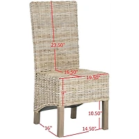 Natural Rattan Highback Dining Chairs, Set of 2