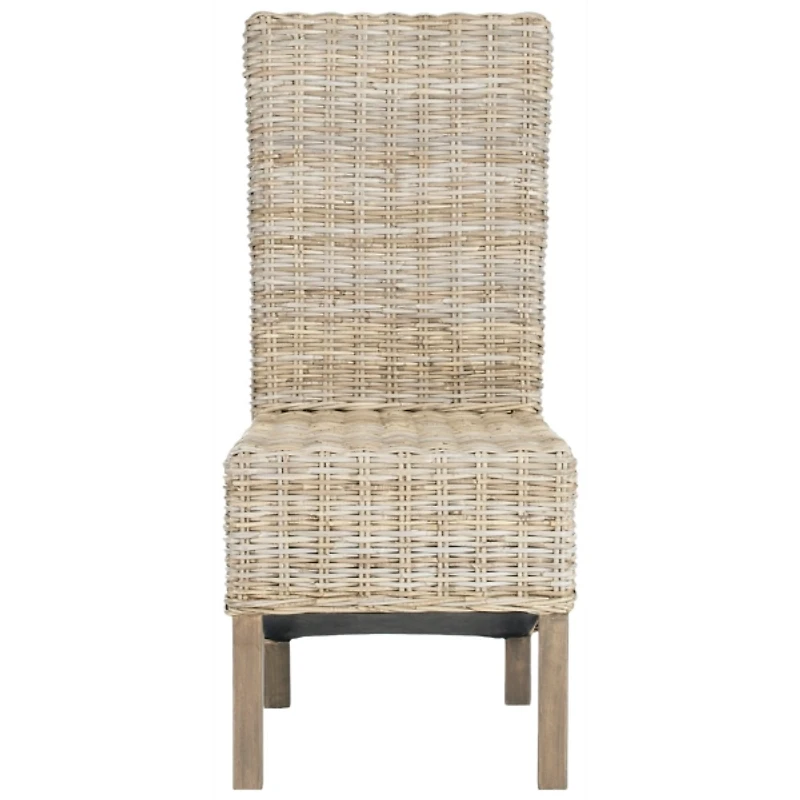 Natural Rattan Highback Dining Chairs, Set of 2