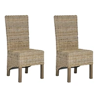 Natural Rattan Highback Dining Chairs, Set of 2
