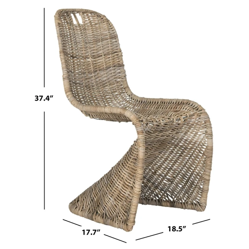 Kubu Rattan Woven Zigzag Dining Chairs, Set of 2