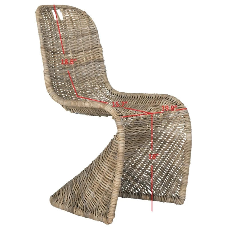 Kubu Rattan Woven Zigzag Dining Chairs, Set of 2