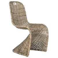 Kubu Rattan Woven Zigzag Dining Chairs, Set of 2