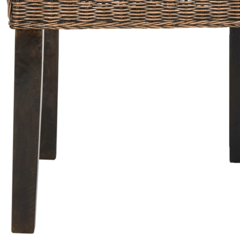 Brown Camelback Wicker Dining Chairs, Set of 2