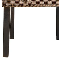 Brown Camelback Wicker Dining Chairs, Set of 2