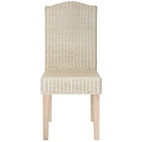 White Camelback Wicker Dining Chairs, Set of 2
