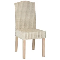 White Camelback Wicker Dining Chairs, Set of 2