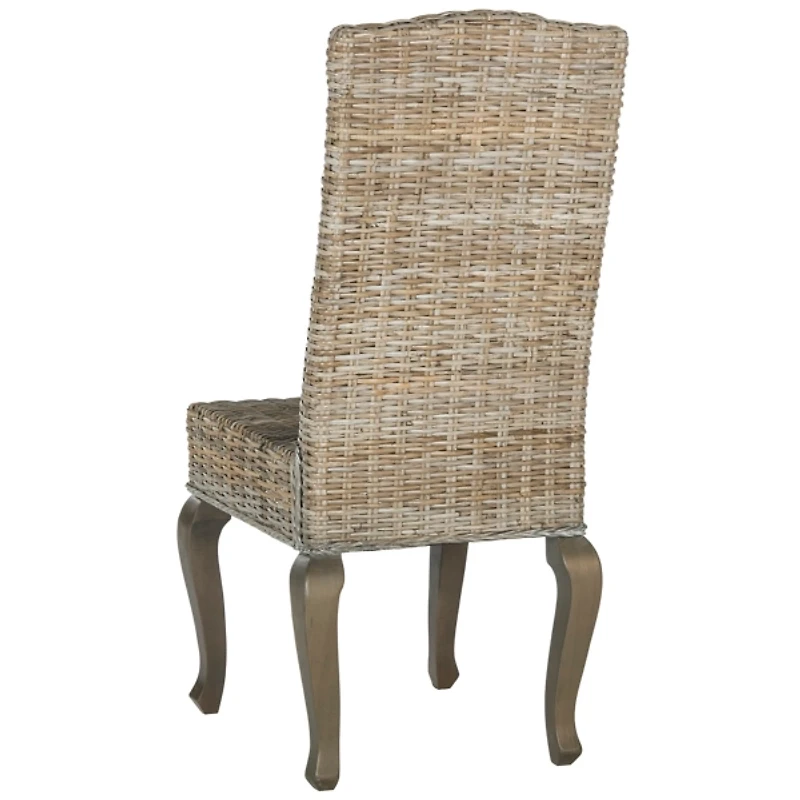 Gray Aged Rattan Wicker 2-pc. Dining Chair Set