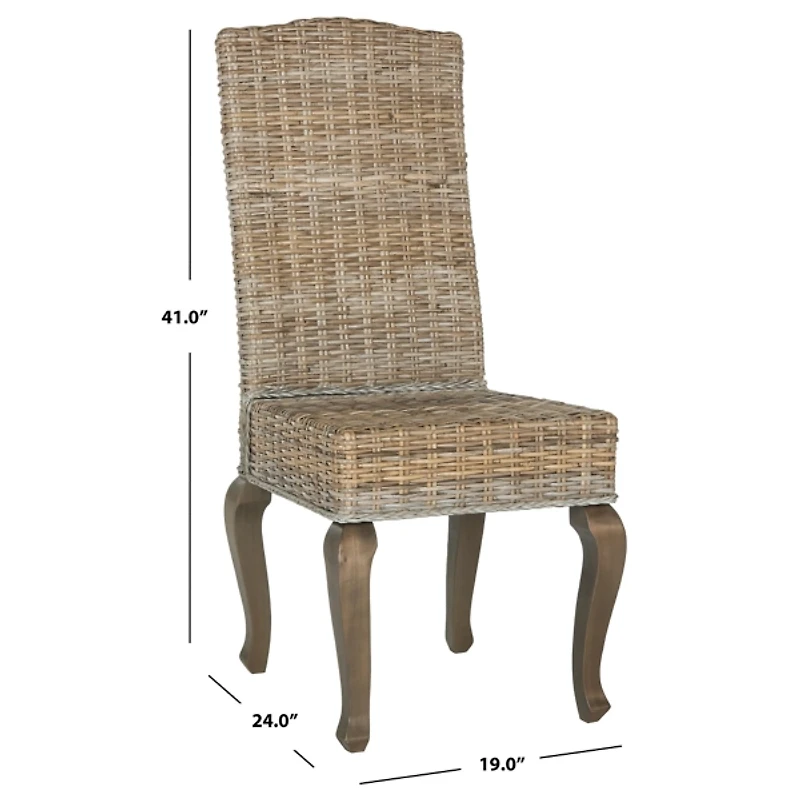 Gray Aged Rattan Wicker 2-pc. Dining Chair Set