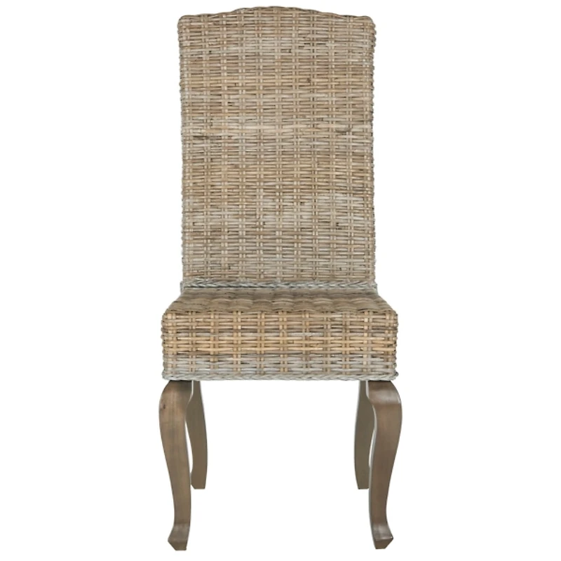 Gray Aged Rattan Wicker 2-pc. Dining Chair Set