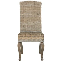 Gray Aged Rattan Wicker 2-pc. Dining Chair Set