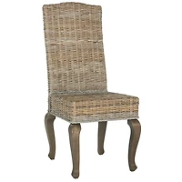 Gray Aged Rattan Wicker 2-pc. Dining Chair Set