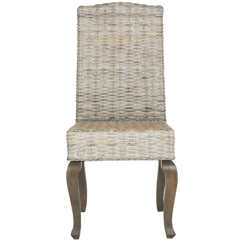 Whitewashed Kubu Rattan Dining Chairs, Set of 2
