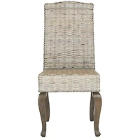 Whitewashed Kubu Rattan Dining Chairs, Set of 2